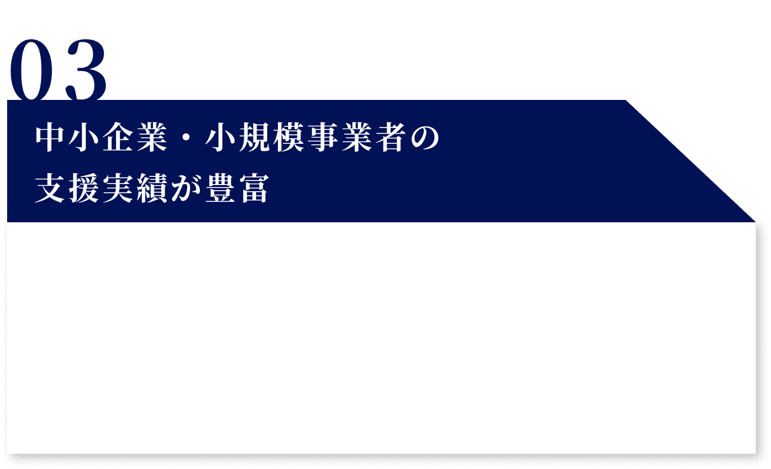 中小企業・小規模事業者の支援実績が豊富